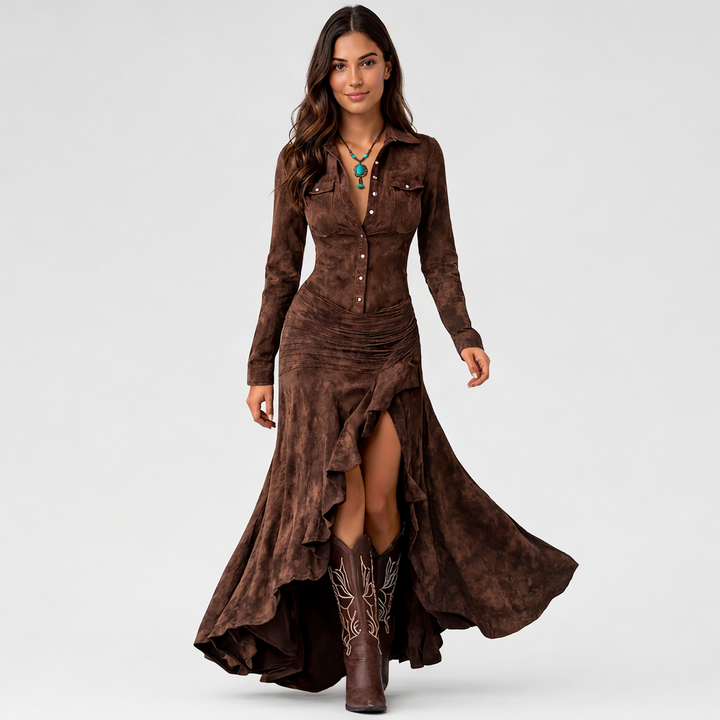 Ariadna | Vestido largo con volantes
