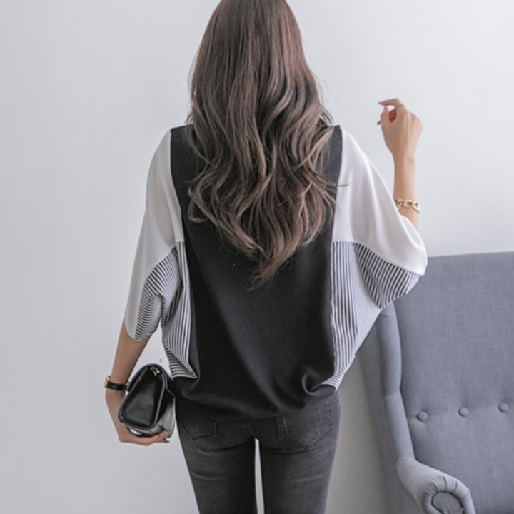 Sofía - Blusa bicolor con mangas amplias para un look elegante
