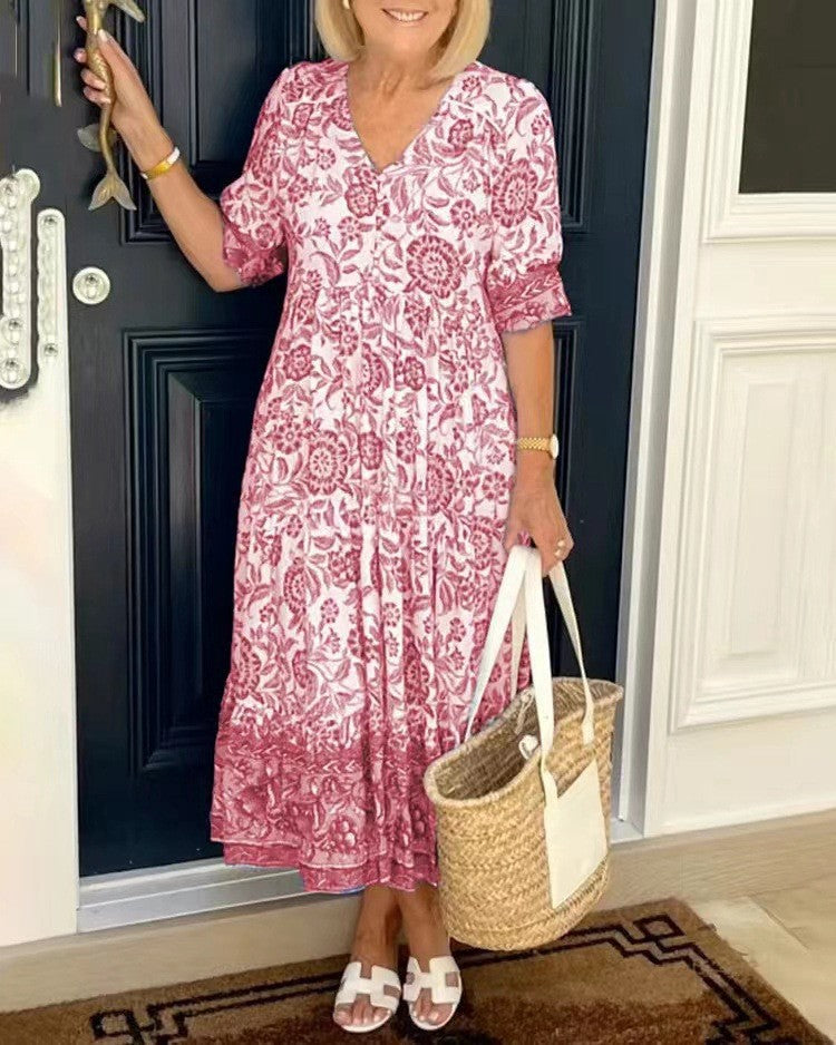 Julia | Elegante vestido floral con cuello en V