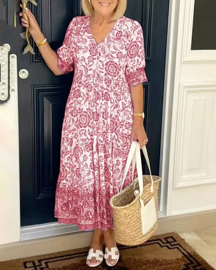 Julia | Elegante vestido floral con cuello en V