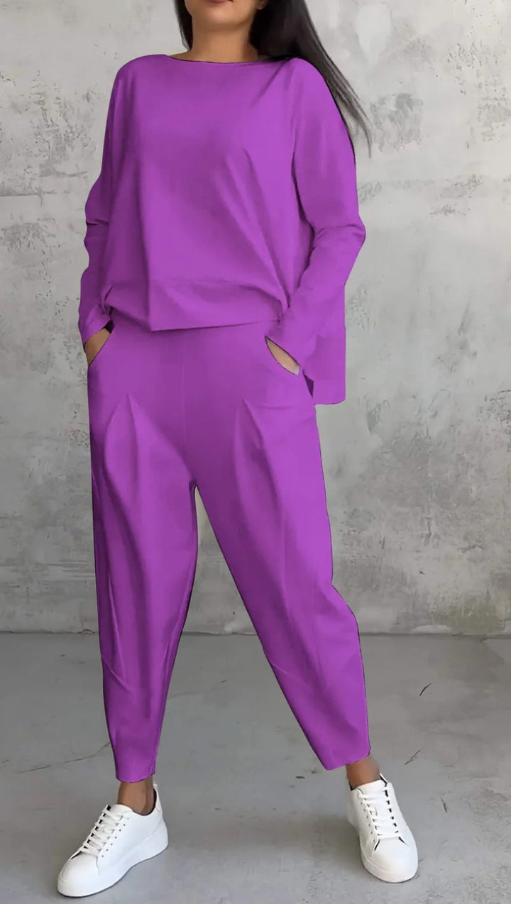 Aurora - Conjunto elegante y casual para mujer con blusa y pantalones cómodos