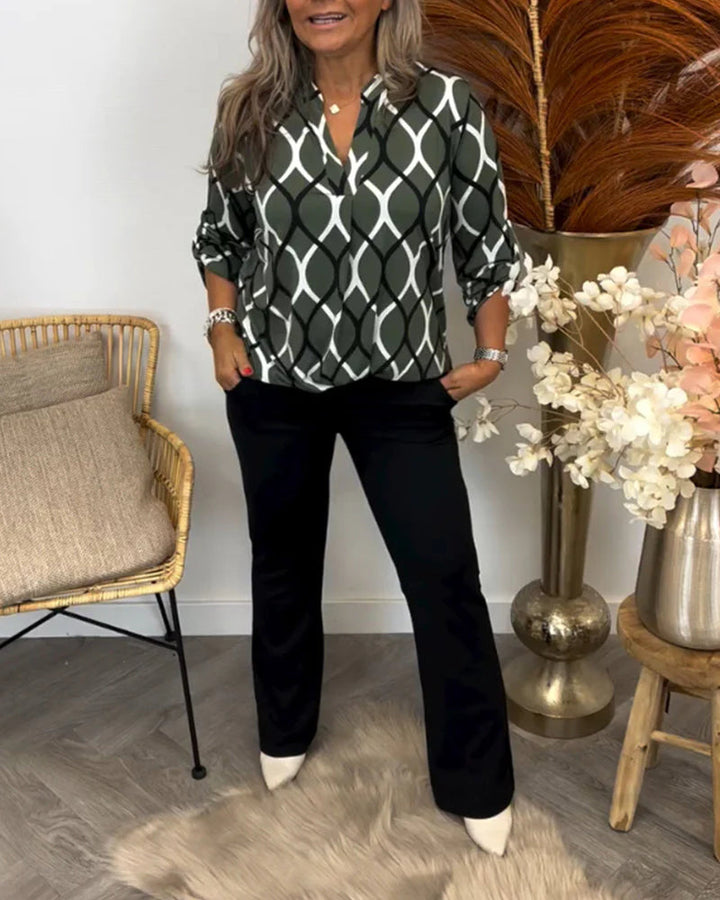 Camila - Blusa elegante con estampado geométrico