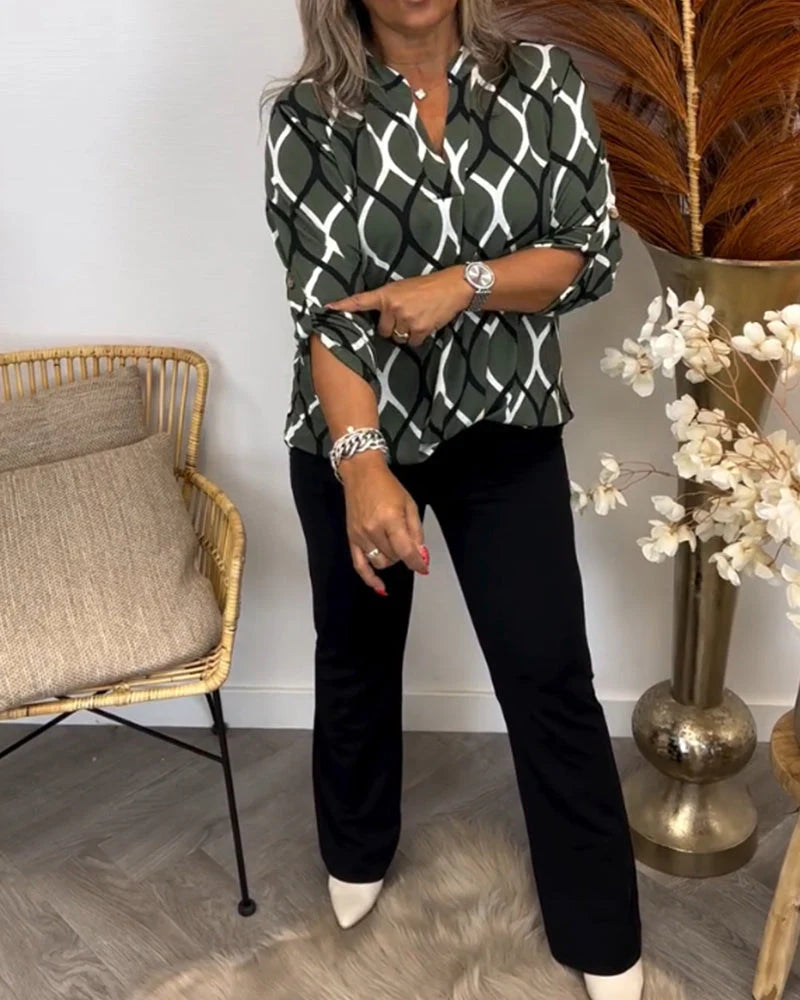 Camila - Blusa elegante con estampado geométrico