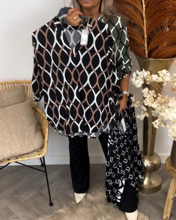 Camila - Blusa elegante con estampado geométrico