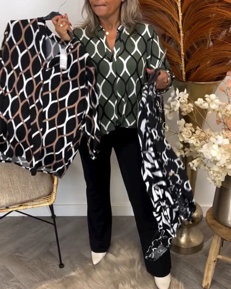 Camila - Blusa elegante con estampado geométrico