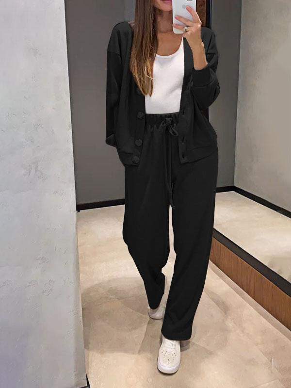Giulia - Conjunto de punto suave con cárdigan y pantalón