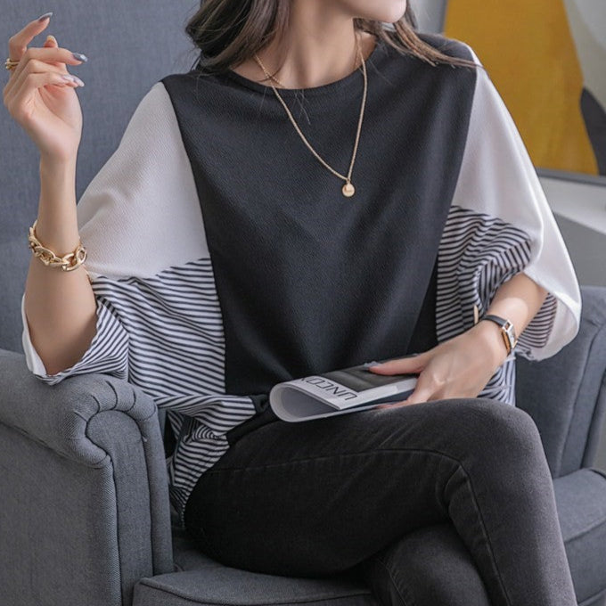 Sofía - Blusa bicolor con mangas amplias para un look elegante
