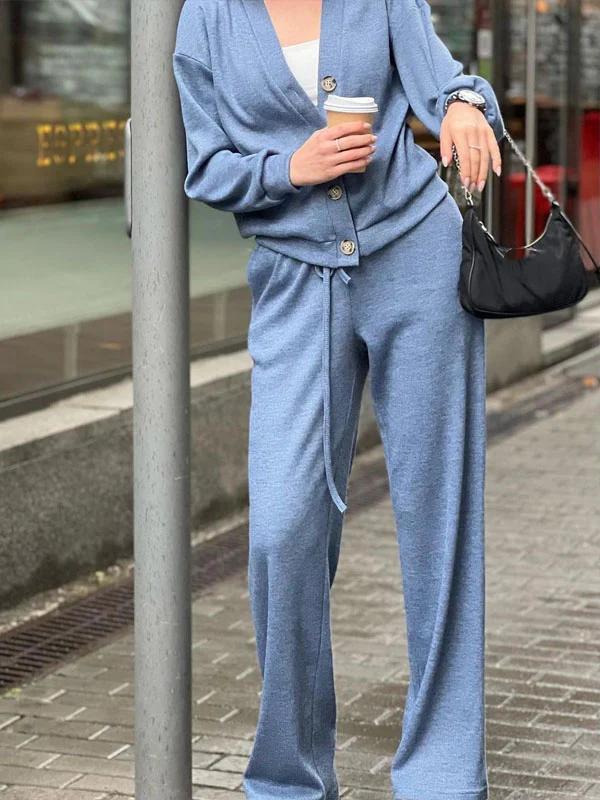 Giulia - Conjunto de punto suave con cárdigan y pantalón