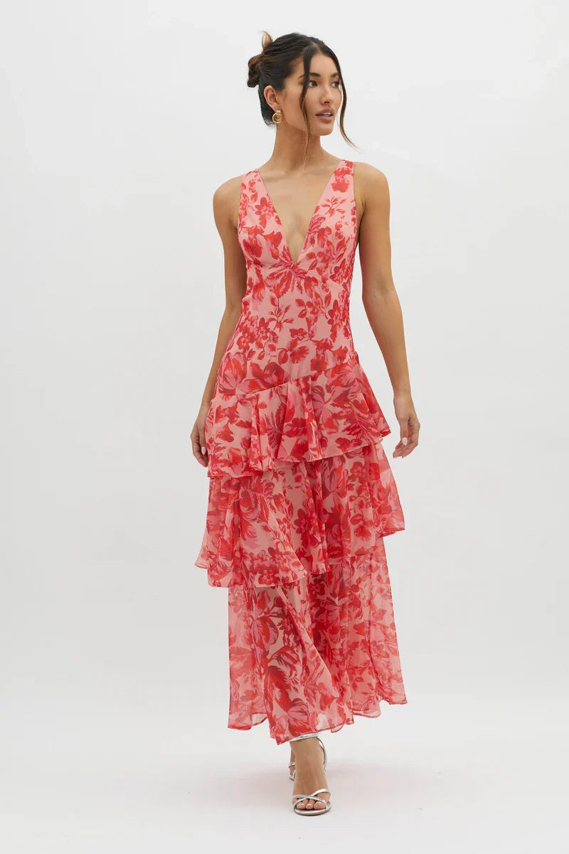LISA | VESTIDO MIDI FLORAL ELEGANTE
