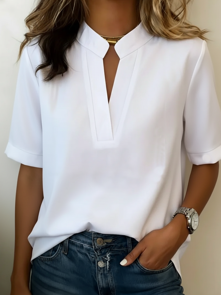Léonie – Blusa elegante de cuello estructurado