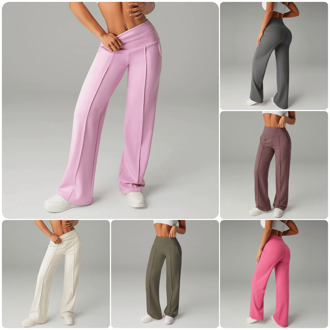 Pantalones casuales de mujer de cintura alta y pierna ancha
