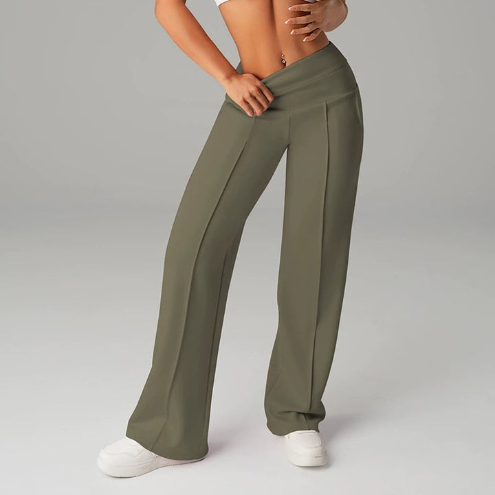 Pantalones casuales de mujer de cintura alta y pierna ancha