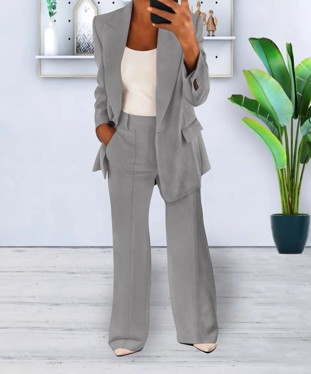 Bianca - Conjunto elegante con blazer estructurado y pantalón recto