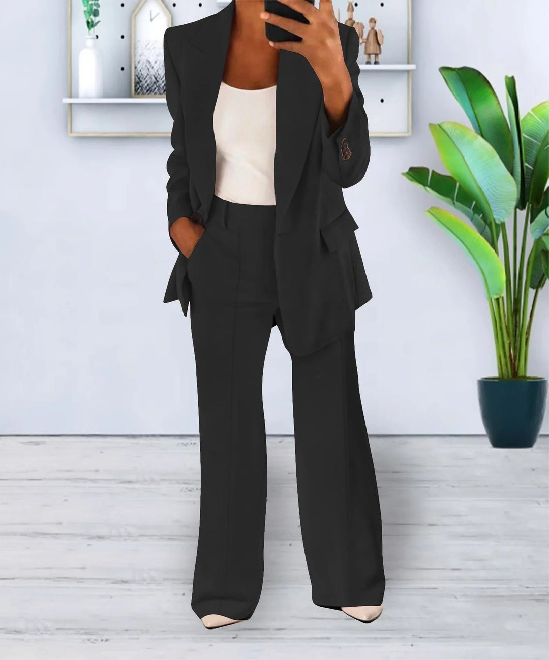 Bianca - Conjunto elegante con blazer estructurado y pantalón recto